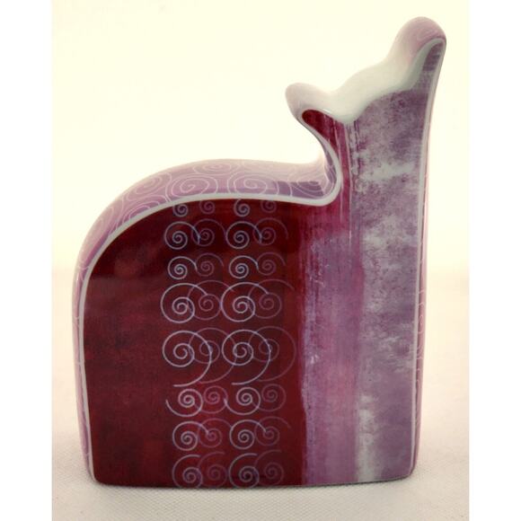 CAT-FLAT MATES-ROYAL WORCESTER-SADIE-Purple-White Swirls-Unique-Cat Lover - Picture 2 of 8